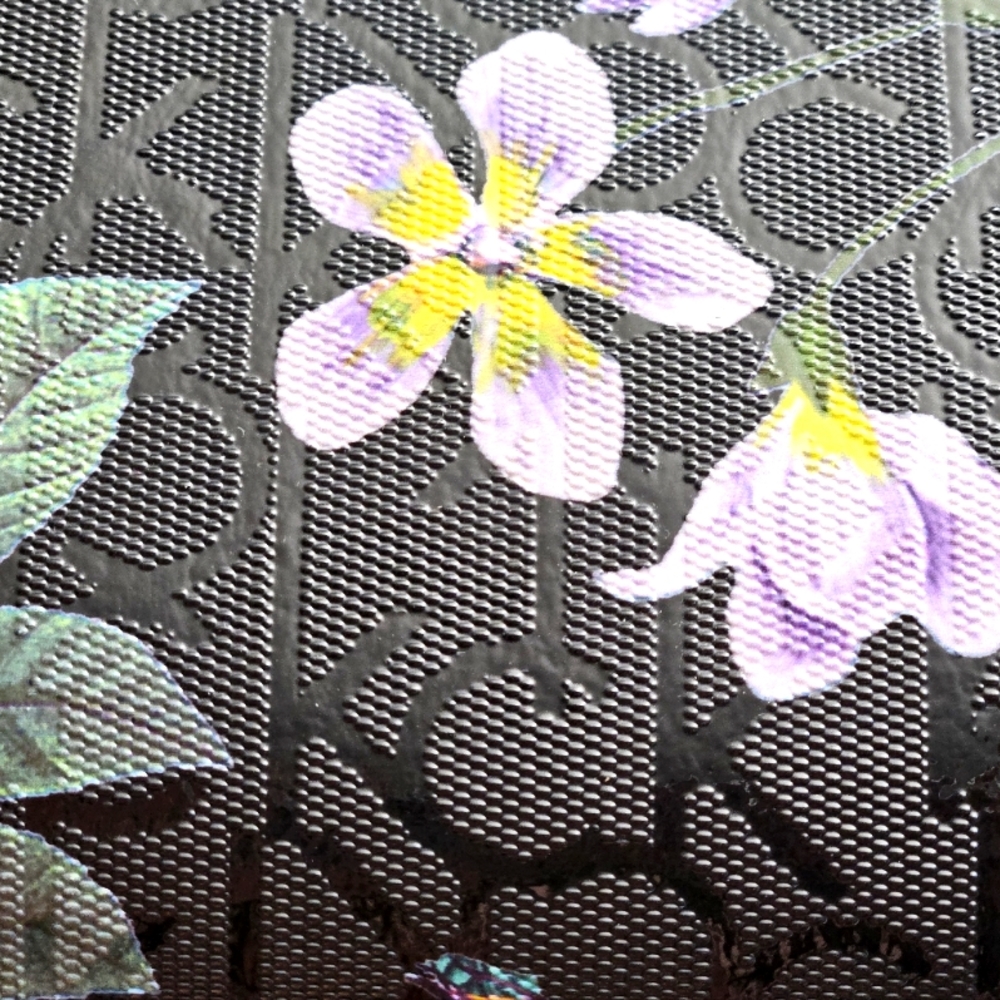 Leather Calvin Klein Black and Multi Color Floral Purse - Picture 4 of 6
